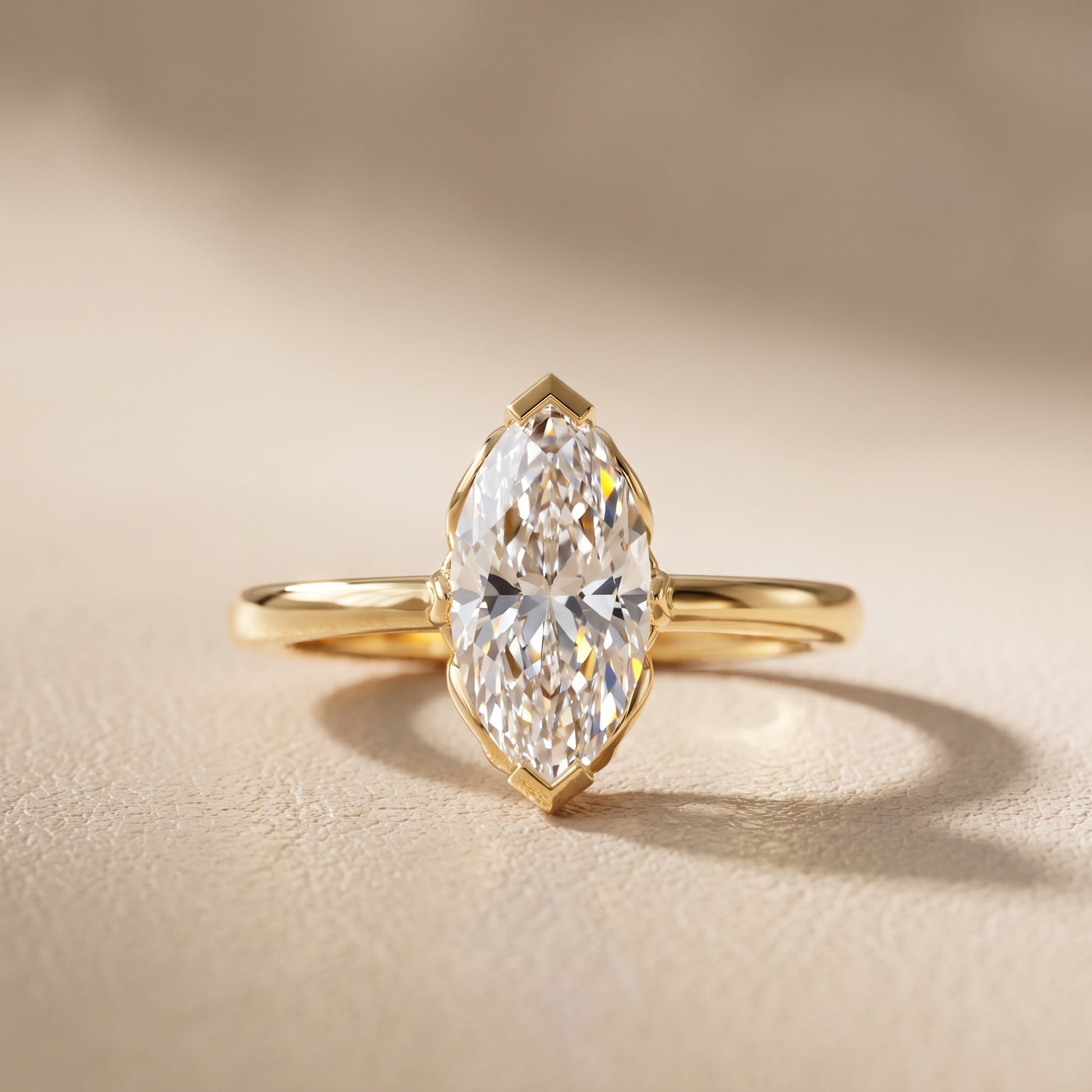 Marquise Cut Lab Grown Diamond Engagement Ring in Platinum