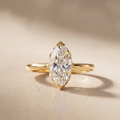 Marquise Cut Lab Grown Diamond Engagement Ring in Platinum