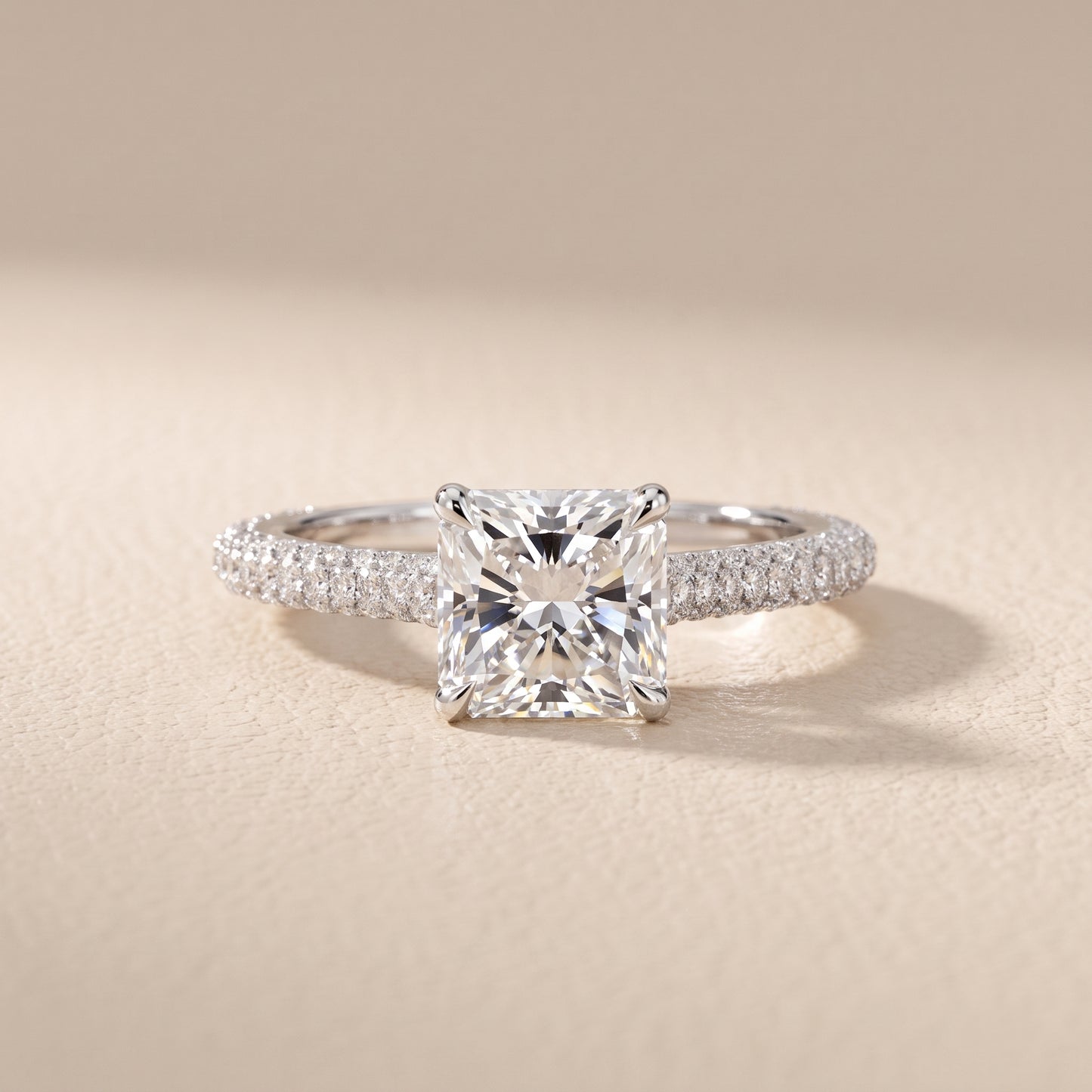 Della Hidden Halo Pavé Radiant Diamond Engagement Ring in Platinum - front.jpg