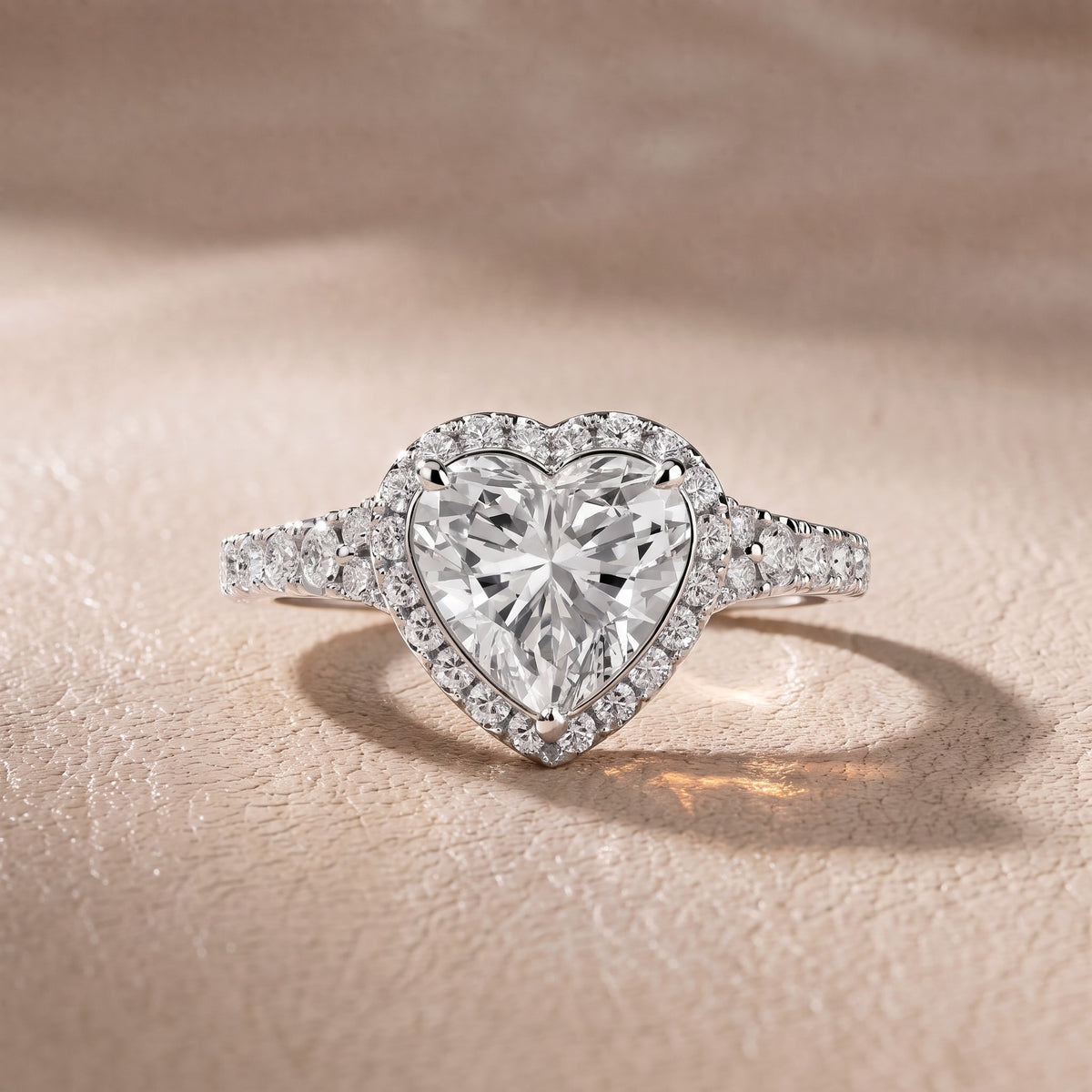 Bella Halo Pavé Heart Diamond Engagement Ring in Silver - front.jpg
