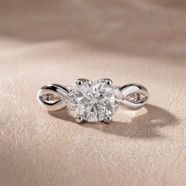 Luna Glow Twisted Round Diamond Engagement Ring in Silver
