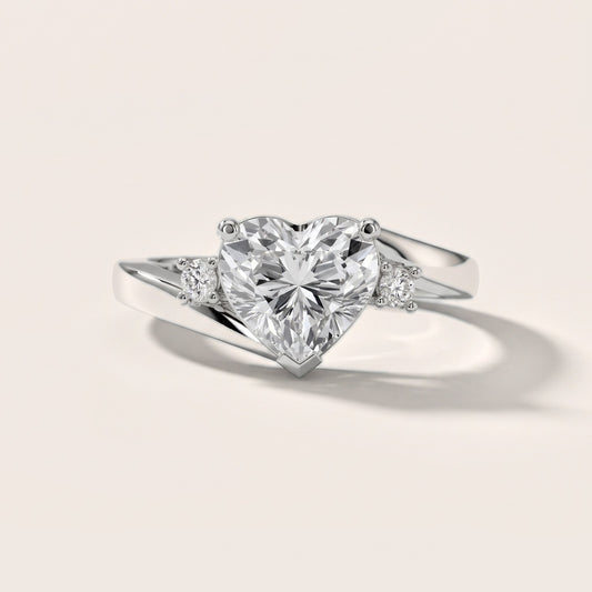 Gardenia Bypass Three-Stone Heart Diamond Engagement Ring in Platinum [studio-20261024]