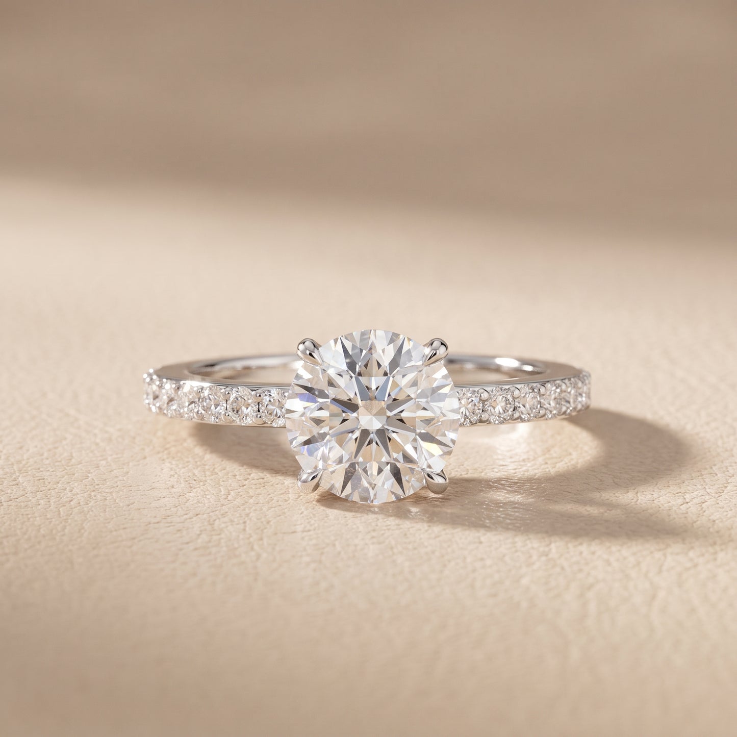Aisha Pavé Solitaire Round Diamond Engagement Ring in White Gold - front.jpg