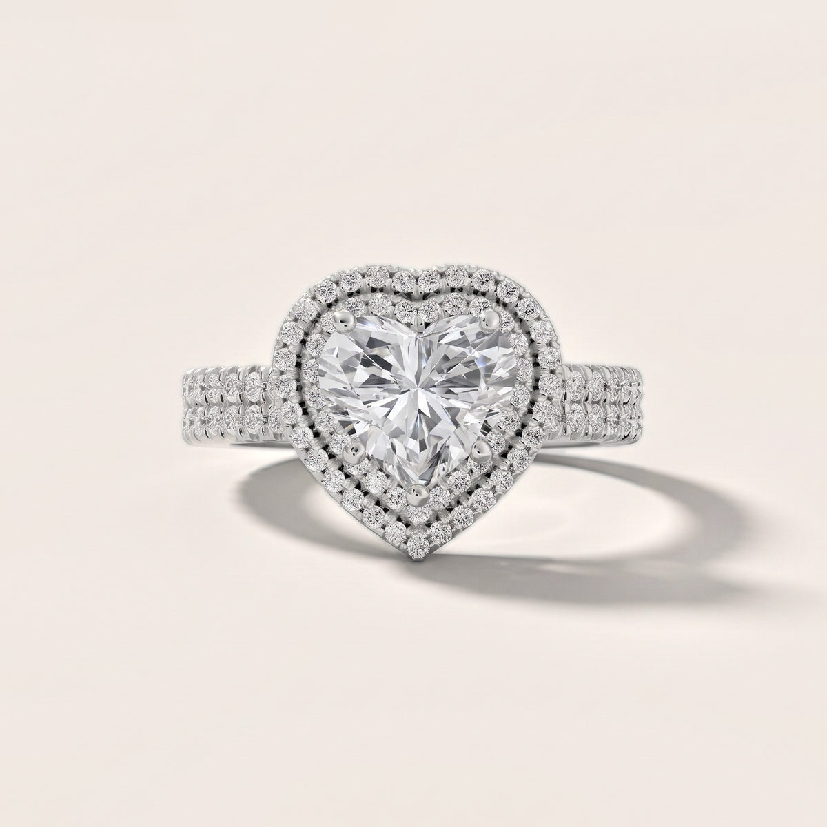 Lenox Double Halo Pavé Heart Diamond Engagement Ring in Silver - front.jpg