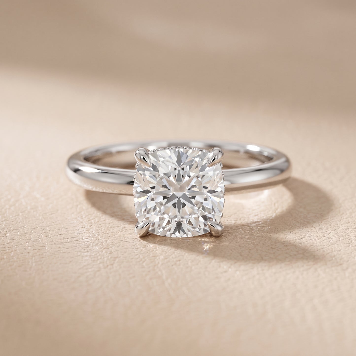 Amaya Hidden Halo Cushion Diamond Ring in Silver - front.jpg
