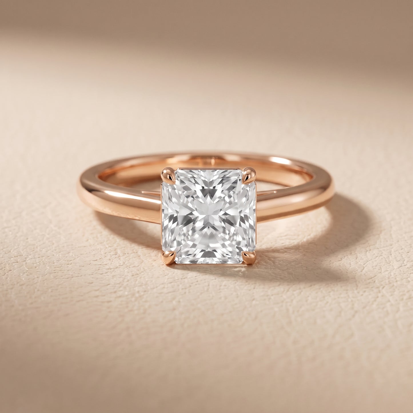 Sadie Cathedral Solitaire Radiant Diamond Ring in Rose Gold - front.jpg