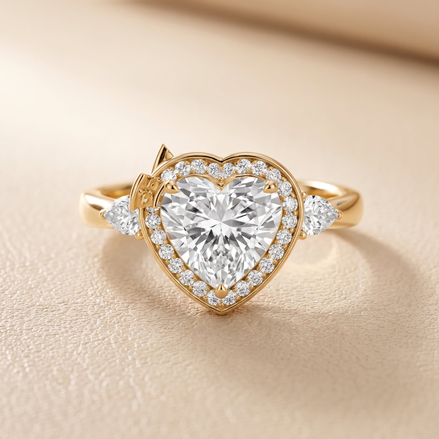 Eliza Halo Sidestone Heart Diamond Engagement Ring in Yellow Gold - front.jpg
