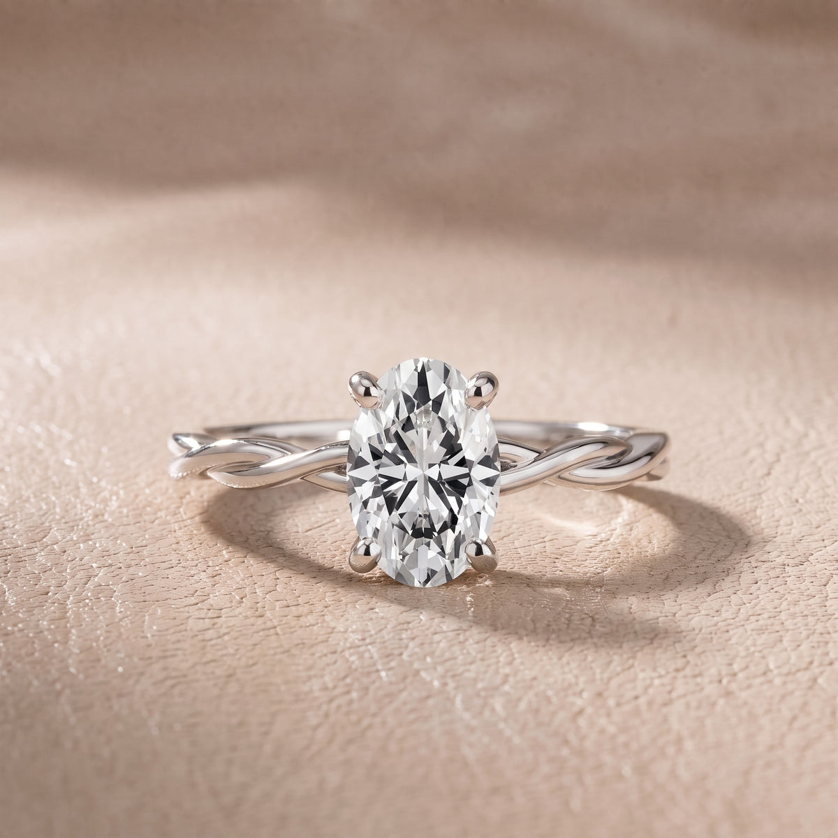 Iris Twist Oval Diamond Engagement Ring in White Gold - front.jpg