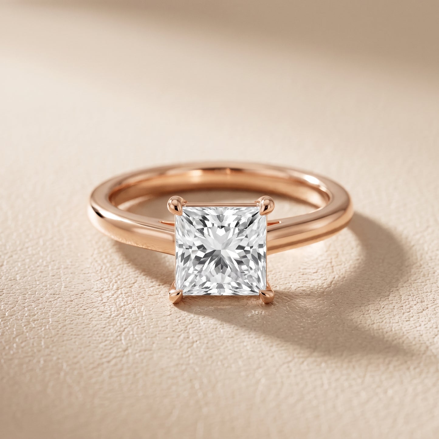 Sadie Cathedral Solitaire Princess Diamond Ring in Rose Gold - front.jpg