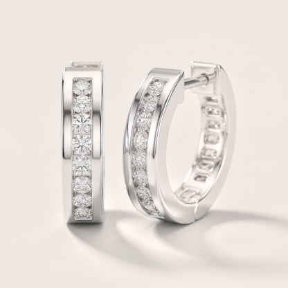Crest Channel Round Diamond Huggie Hoop Earrings in White Gold [studio-20261024]