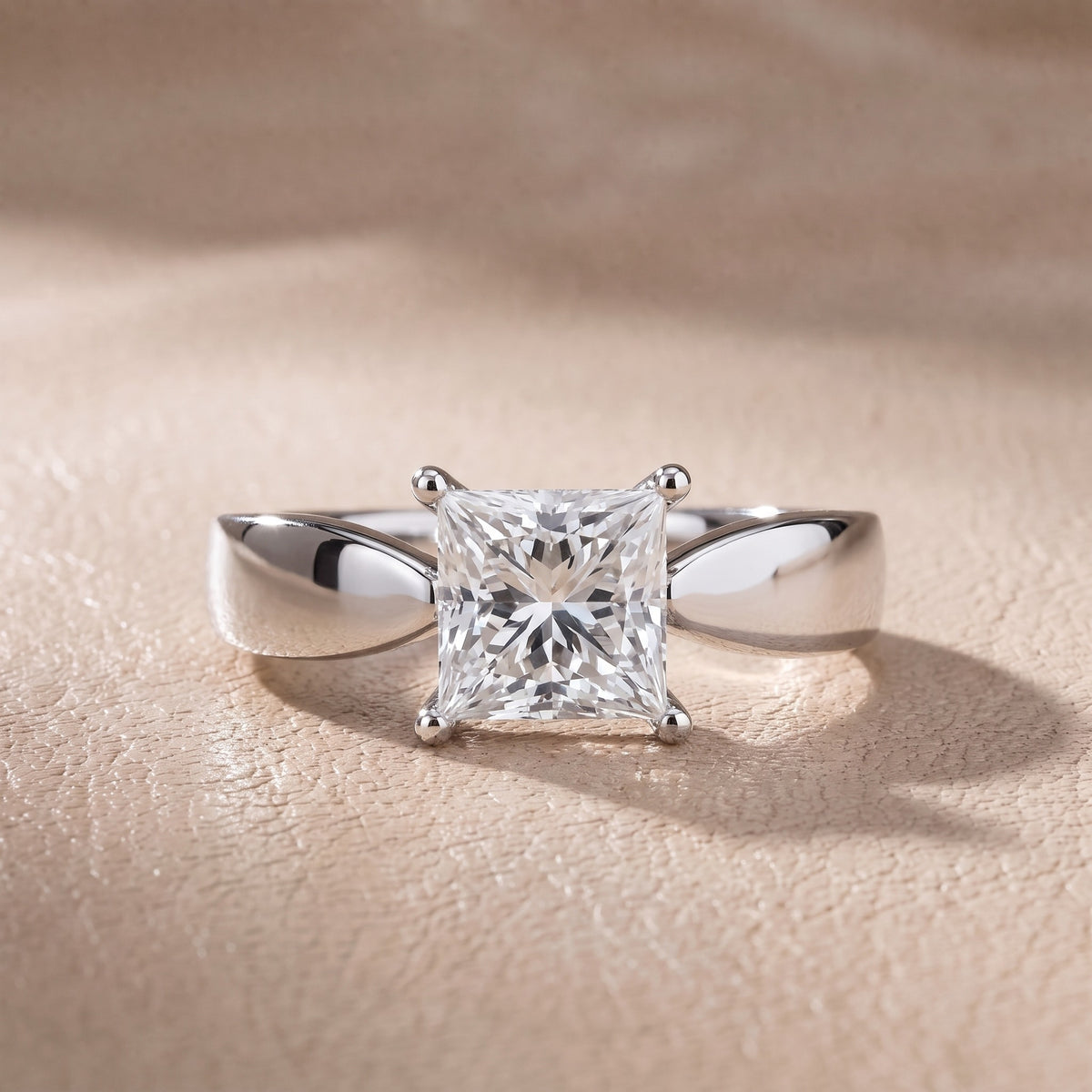 Talia Solitaire Twist Princess Diamond Engagement Ring in Silver - front.jpg
