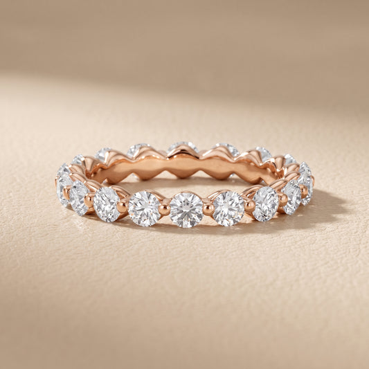 Roshni Shared Prong Round Diamond Eternity Band in Rose Gold - front.jpg