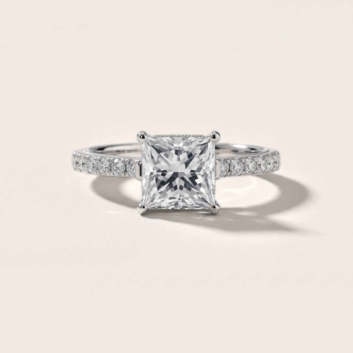 Rialto Hidden Halo Milgrain Princess Diamond Engagement Ring in Silver - front.jpg