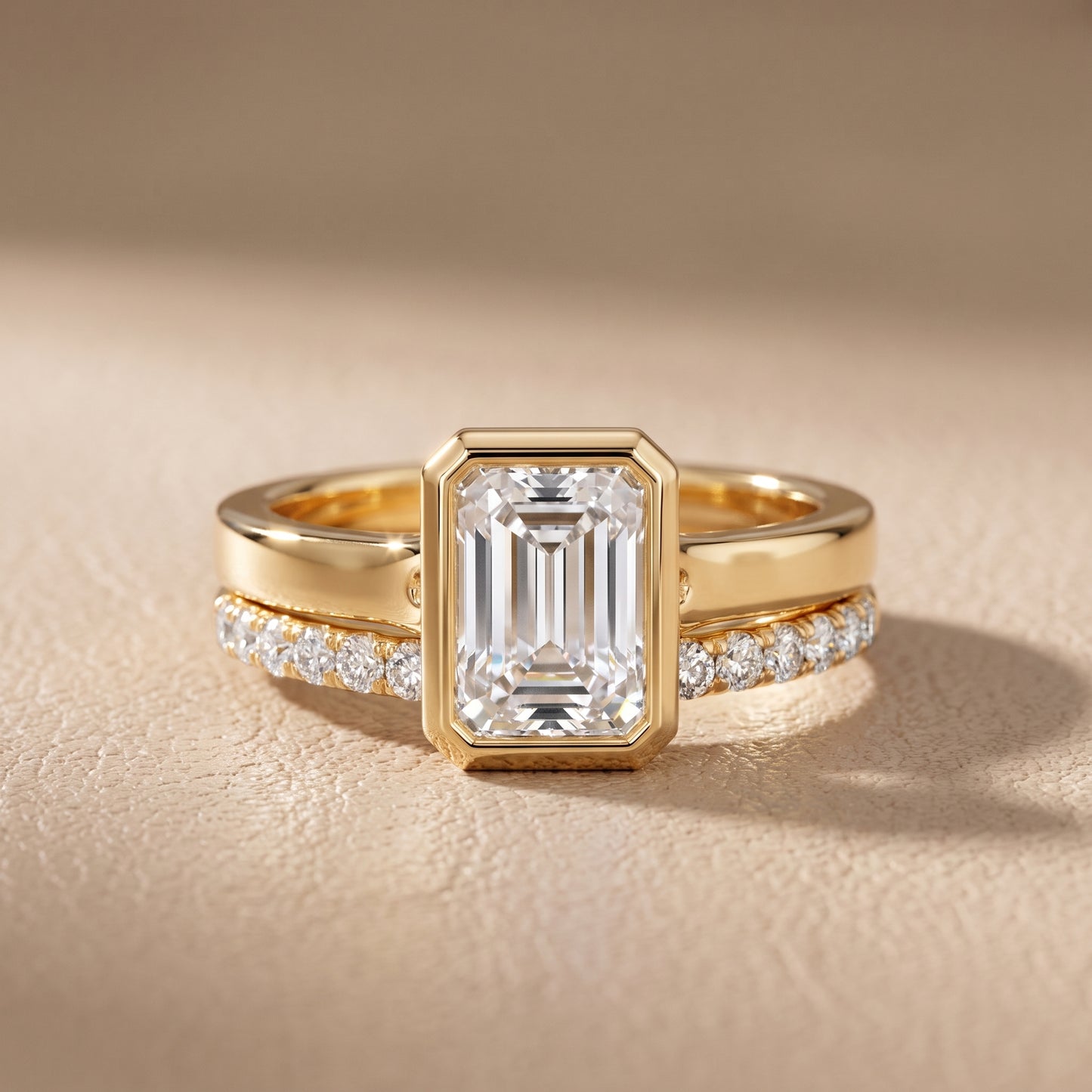 Ayla Bezel Bypass Emerald Diamond Ring in Yellow Gold - front.jpg