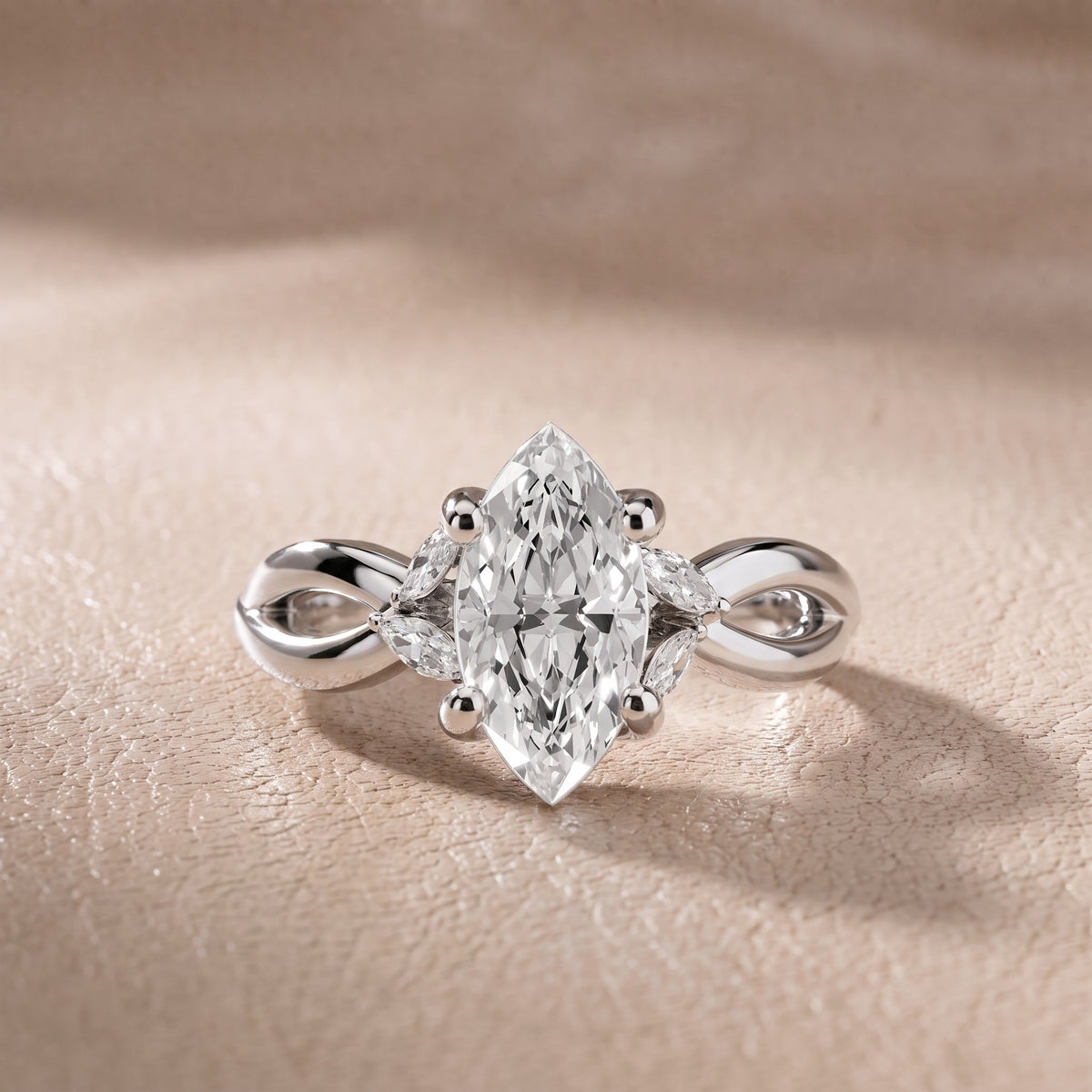 Luna Glow Twisted Marquise Diamond Engagement Ring in Platinum - front.jpg