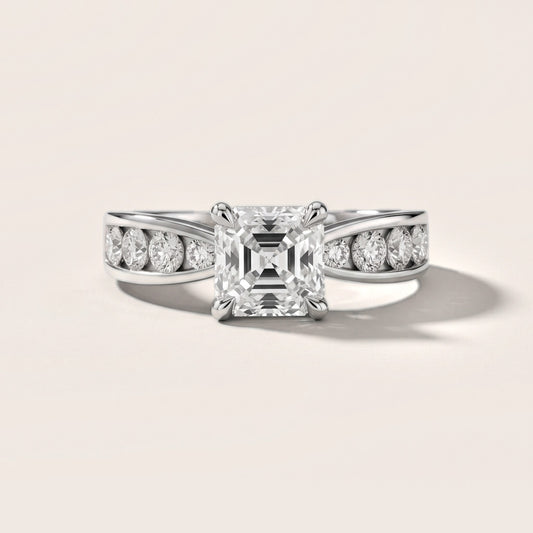 Rosalie Channel Set Sidestone Asscher Diamond Engagement Ring in Platinum [studio-20261024]