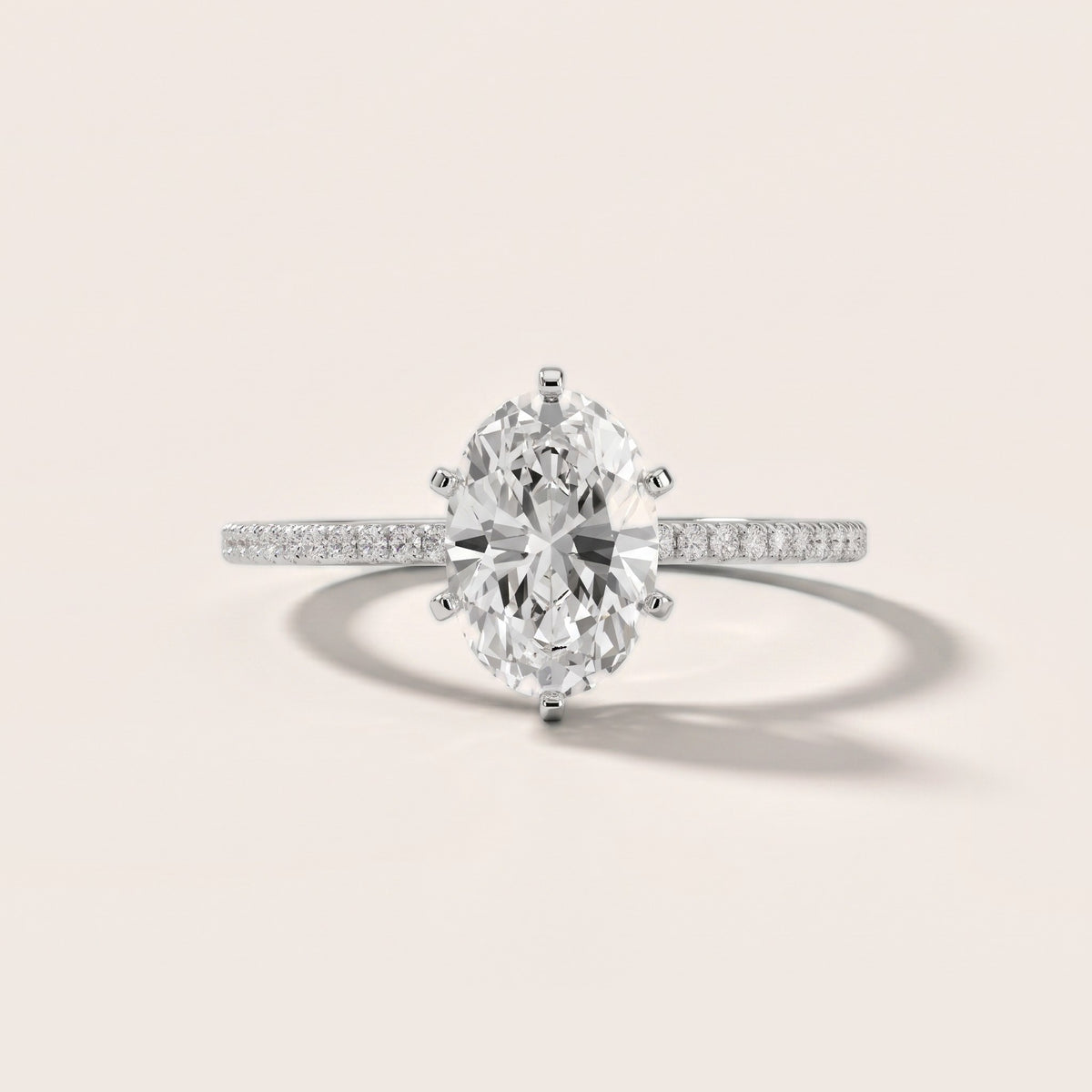 Minette Micropavé Oval Diamond Engagement Ring in Silver - front.jpg