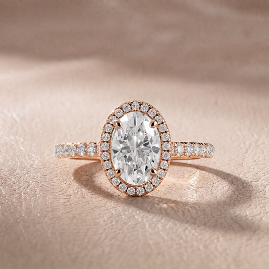 Mabel Halo French Pavé Oval Diamond Engagement Ring in Rose Gold - front.jpg