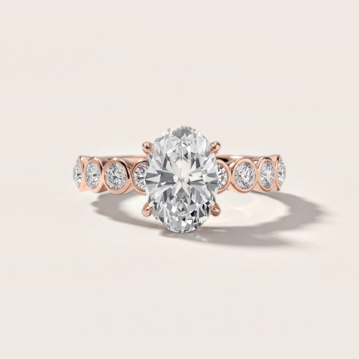 Edie Beaded Bezel Oval Diamond Engagement Ring in Rose Gold - front.jpg
