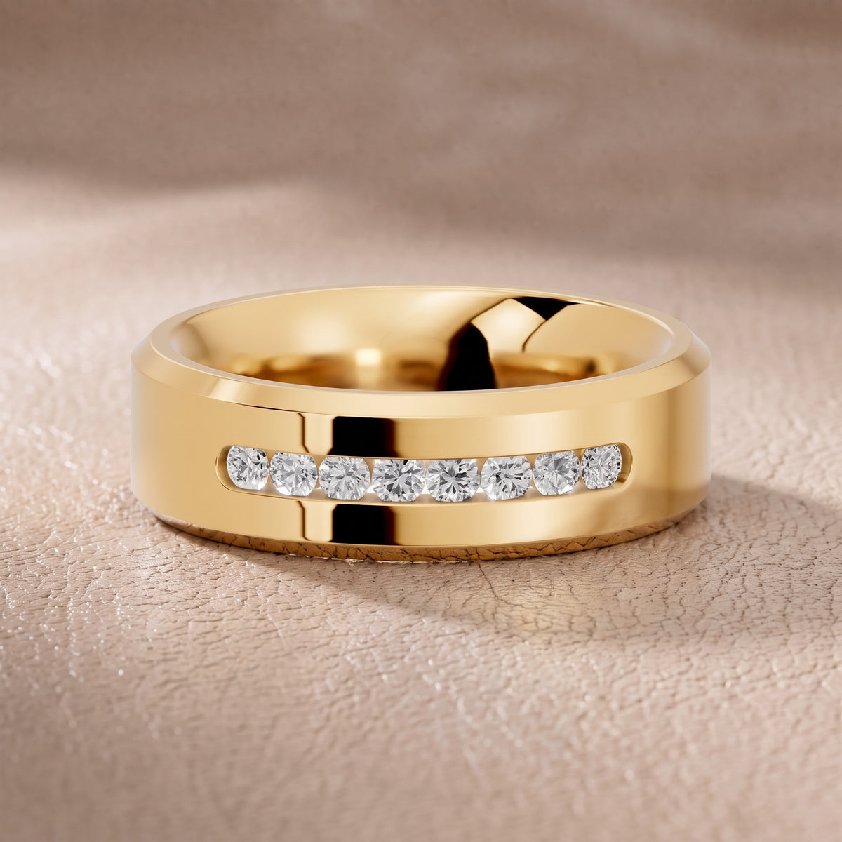 Portia Channel Set Round Diamond Wedding Band in Yellow Gold - front.jpg