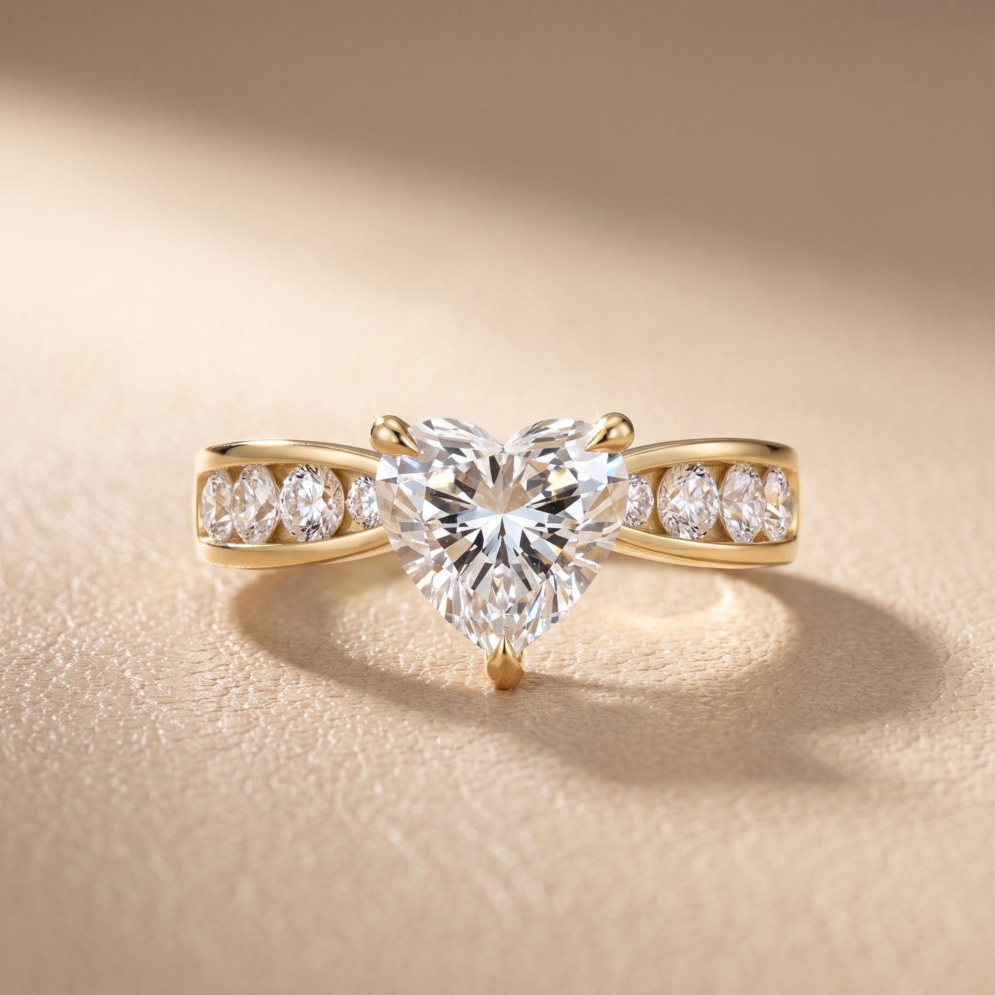 Noor Channel Set Sidestone Heart Diamond Engagement Ring in Yellow Gold - front.jpg