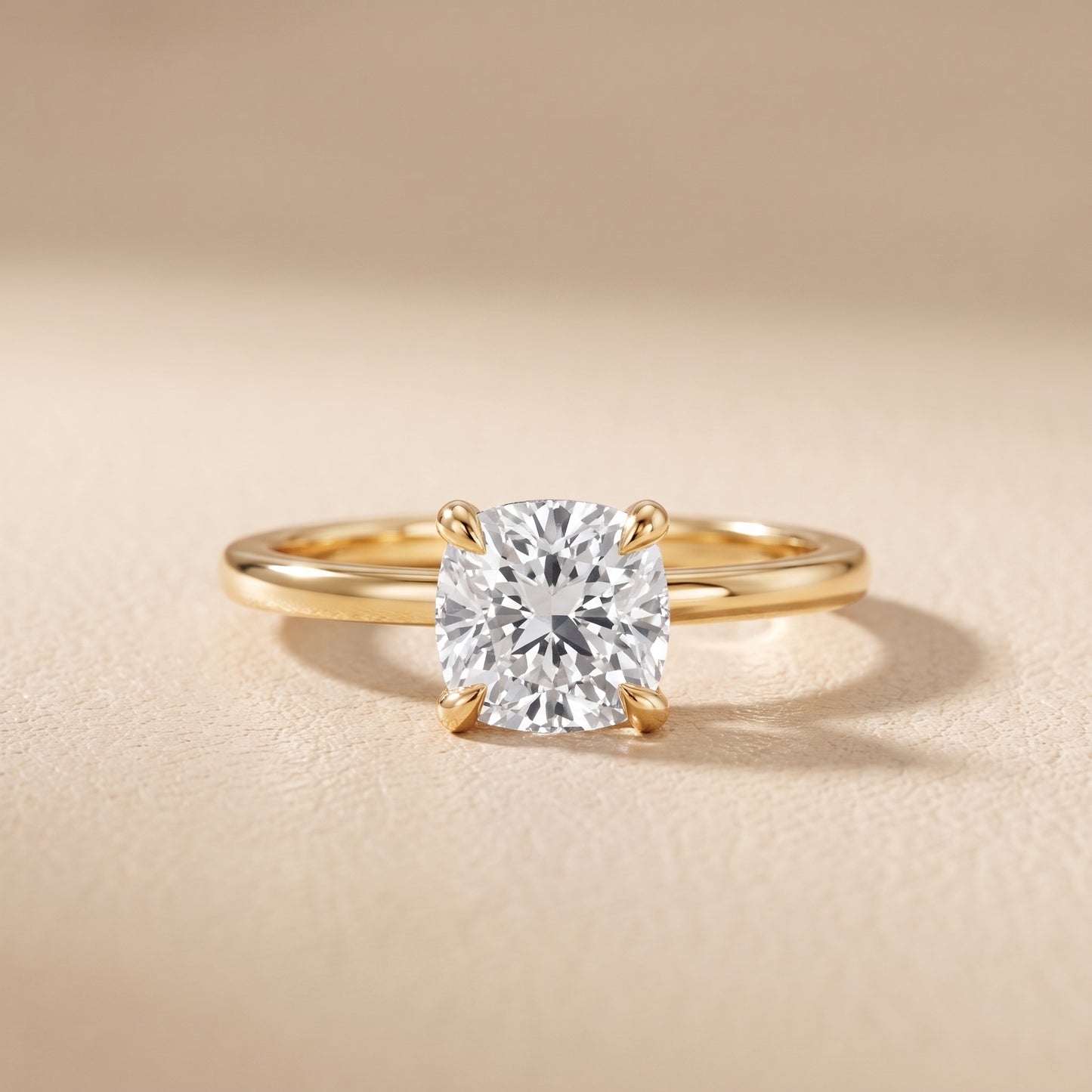 Nella Petite Solitaire Cushion Diamond Engagement Ring in Yellow Gold - front.jpg
