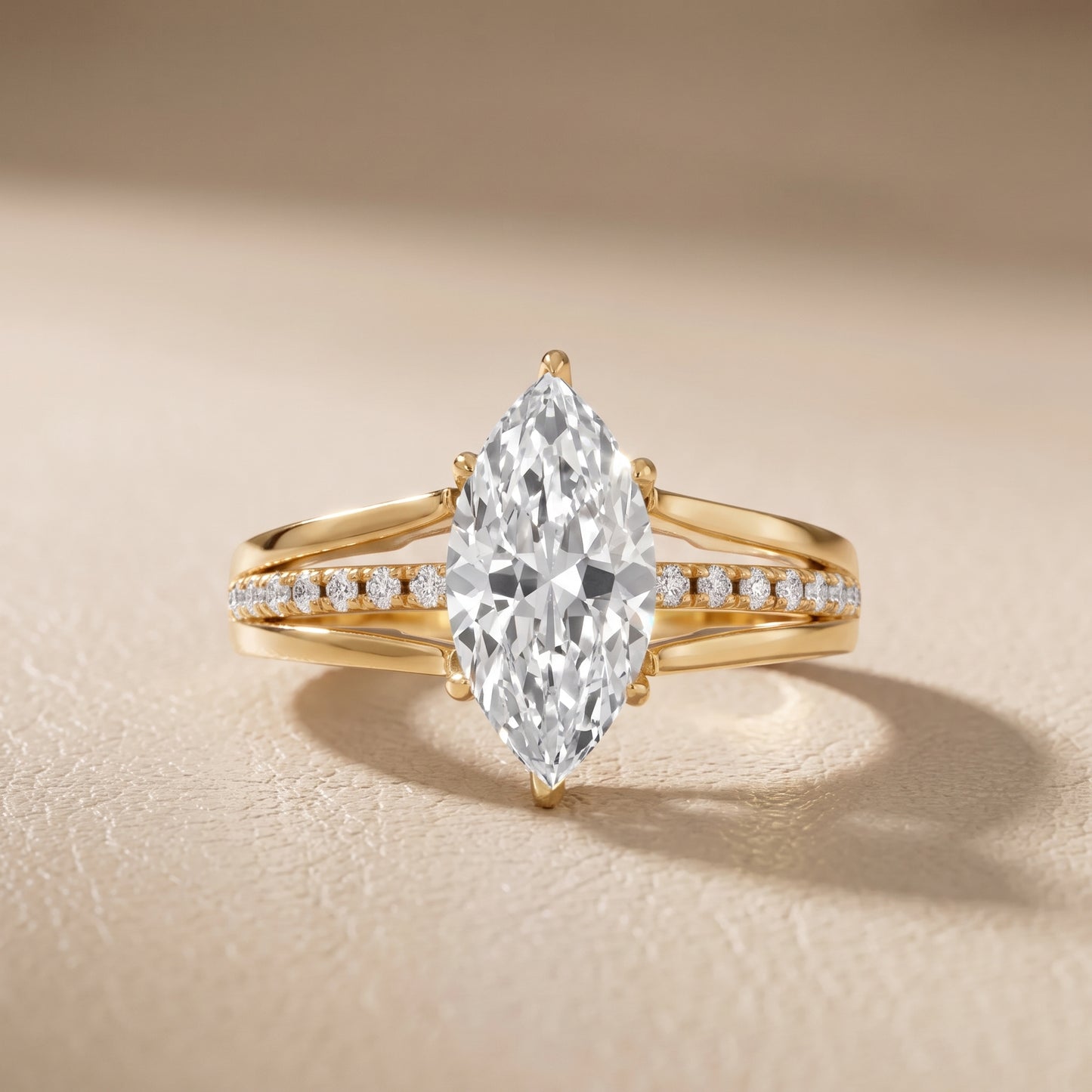 Scarlett Split Shank Pavé Marquise Diamond Ring in Yellow Gold - front.jpg