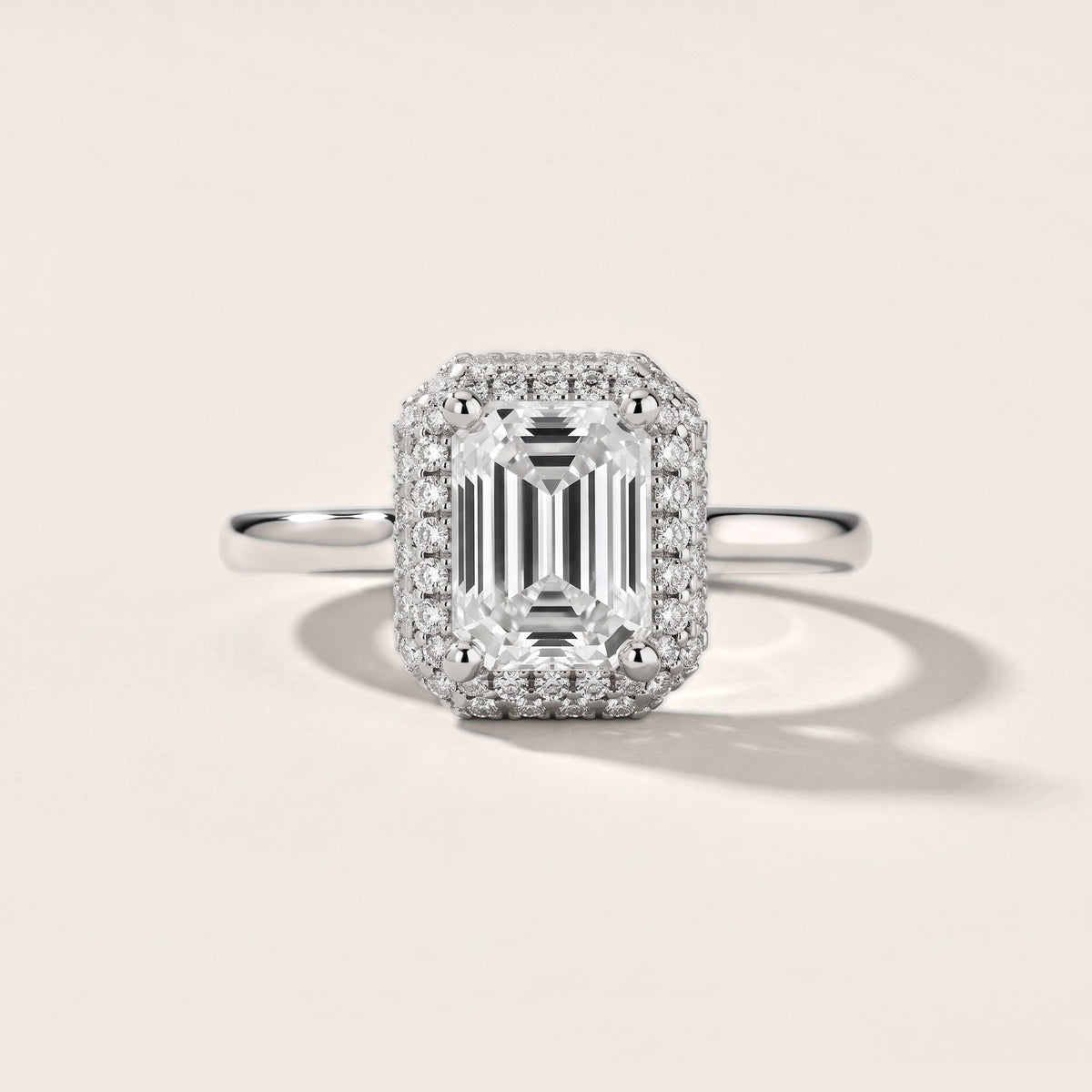 Destin Halo Micropavé Emerald Diamond Engagement Ring in Platinum - front.jpg