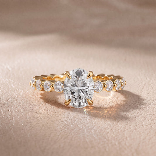 Piper Sidestone Oval Diamond Engagement Ring in Yellow Gold - front.jpg