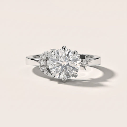 Selene Moon Solitaire Round Diamond Engagement Ring in Platinum [studio-20261024]