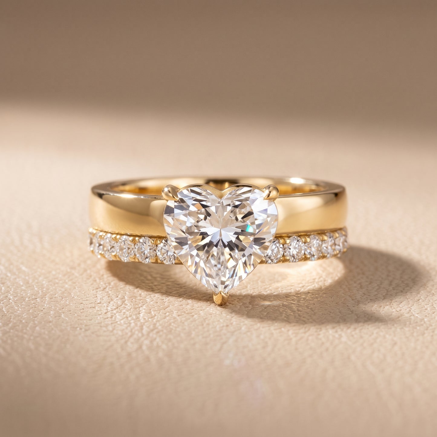 Veda Split Shank Pavé Heart Diamond Engagement Ring in Yellow Gold - front.jpg