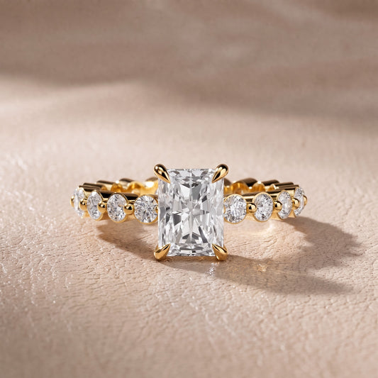 Piper Sidestone Radiant Diamond Engagement Ring in Yellow Gold - front.jpg