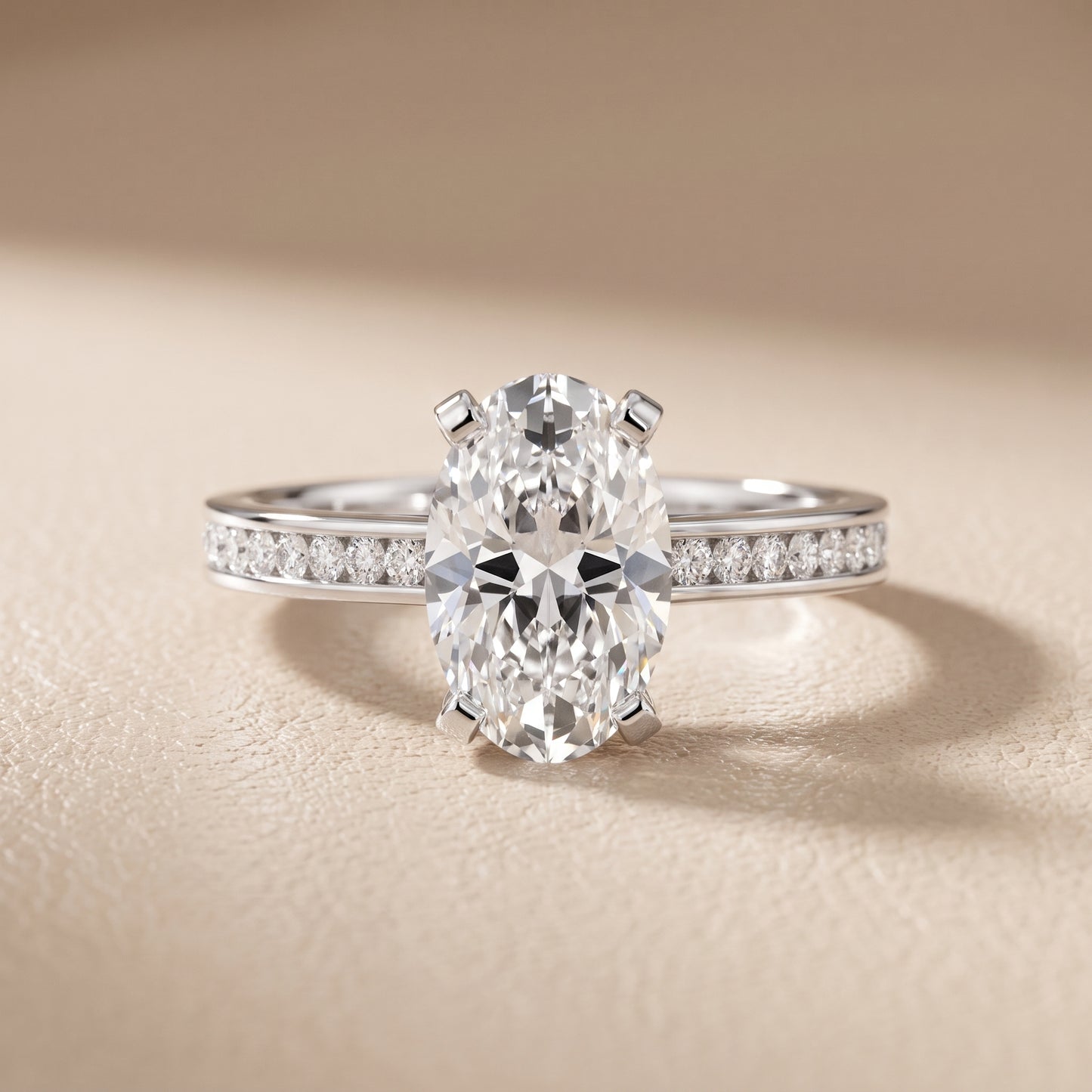 Tessa Solitaire Channel Set Oval Diamond Engagement Ring in Silver - front.jpg