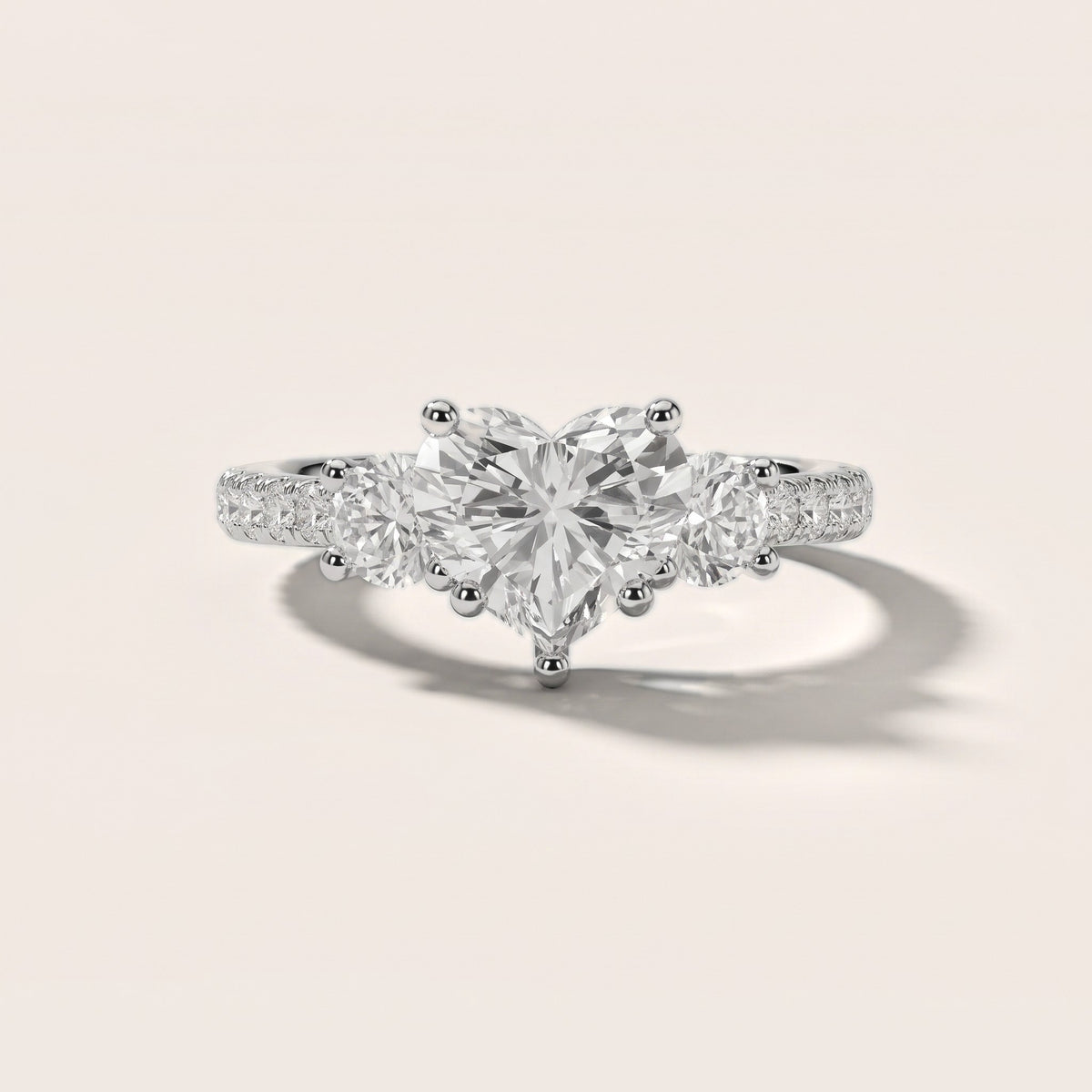 Sibyl Trellis Three-Stone Heart Diamond Engagement Ring in Silver - front.jpg