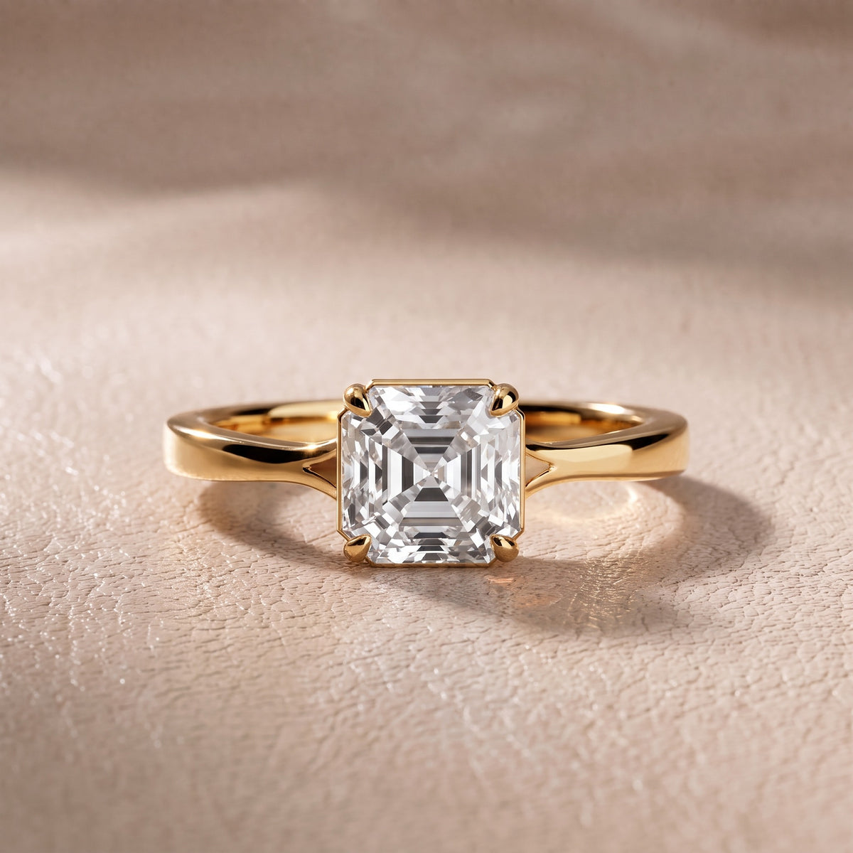 Evangeline Trellis Solitaire Asscher Diamond Engagement Ring in Yellow Gold - front.jpg