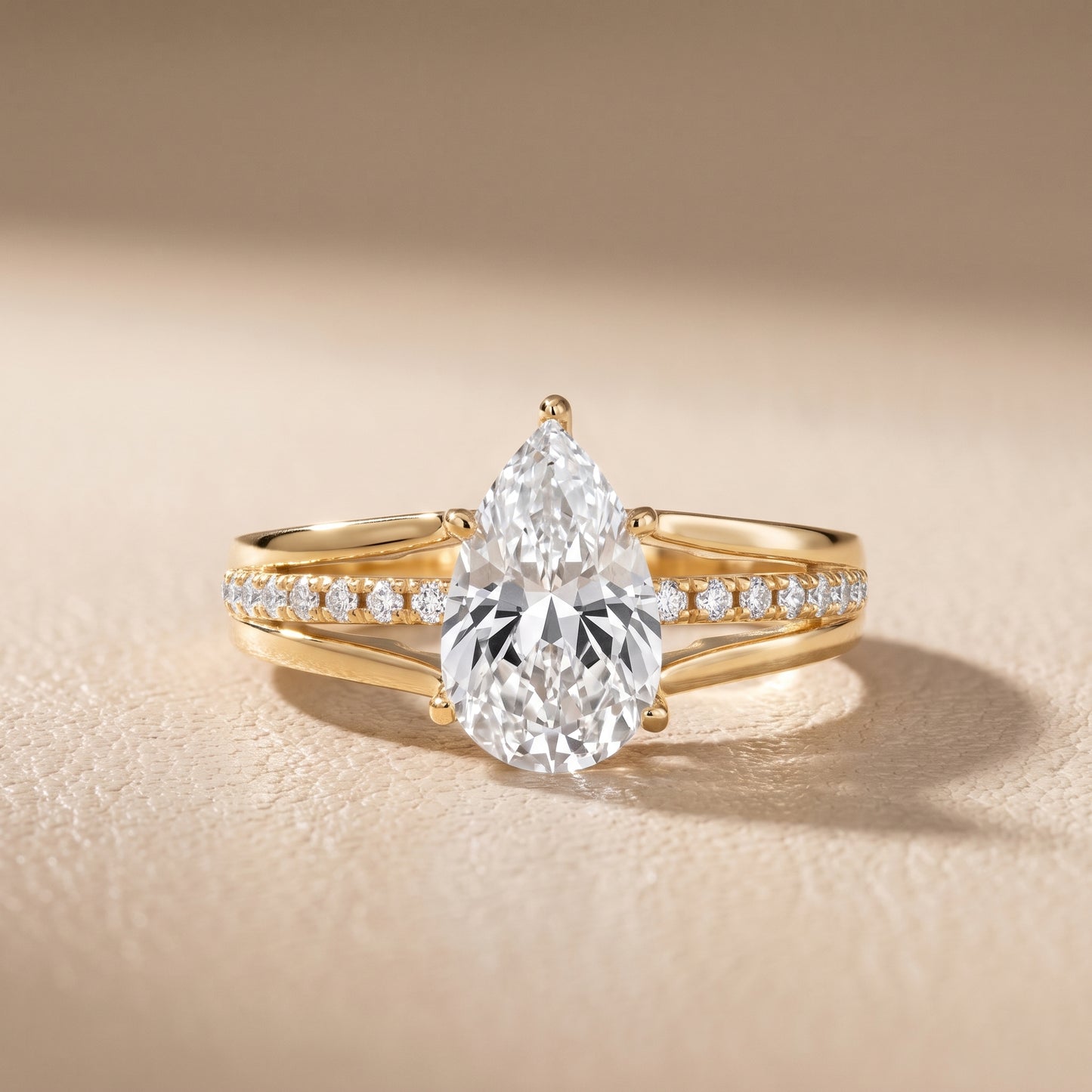 Scarlett Split Shank Pavé Pear Diamond Ring in Yellow Gold - front.jpg