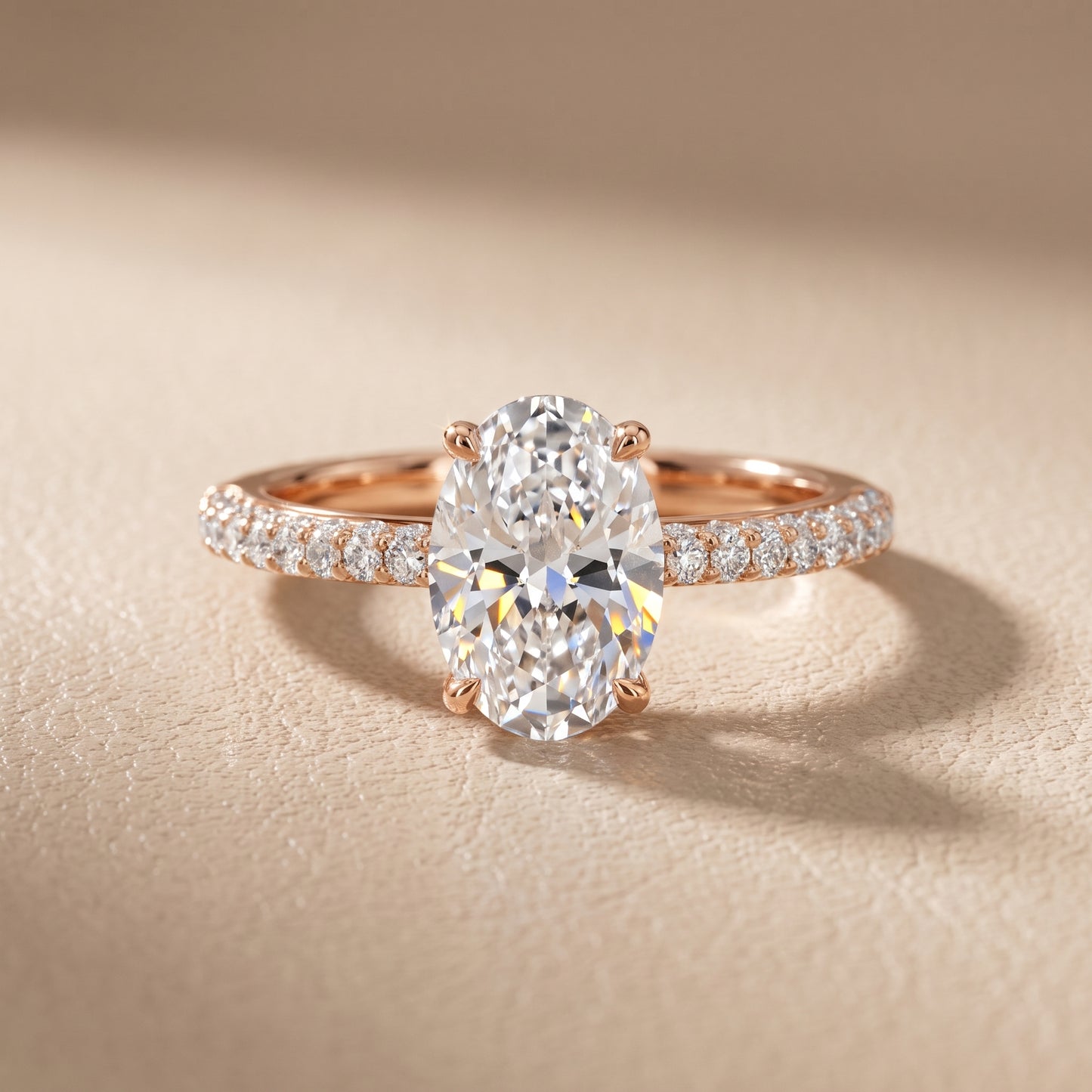 Violet Hidden Halo Pavé Oval Diamond Ring in Rose Gold - front.jpg