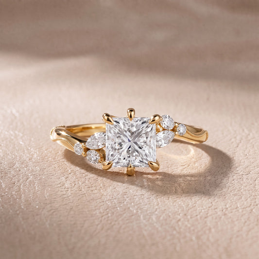 Joanna Milgrain Twist Princess Diamond Engagement Ring in Yellow Gold - front.jpg