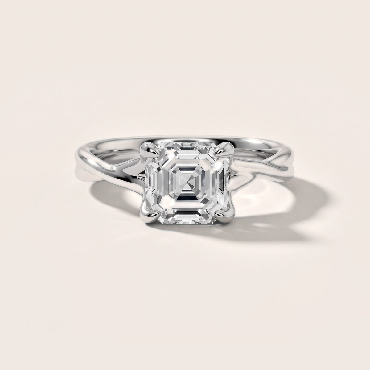 Rosa Twist Solitaire Asscher Diamond Engagement Ring in Platinum - front.jpg