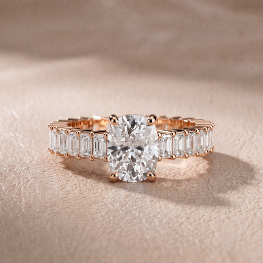 Mallory Shared Prong Cushion Diamond Engagement Ring in Rose Gold - front.jpg
