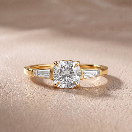 Winnie Three-Stone Cushion Diamond Engagement Ring in Yellow Gold - front.jpg