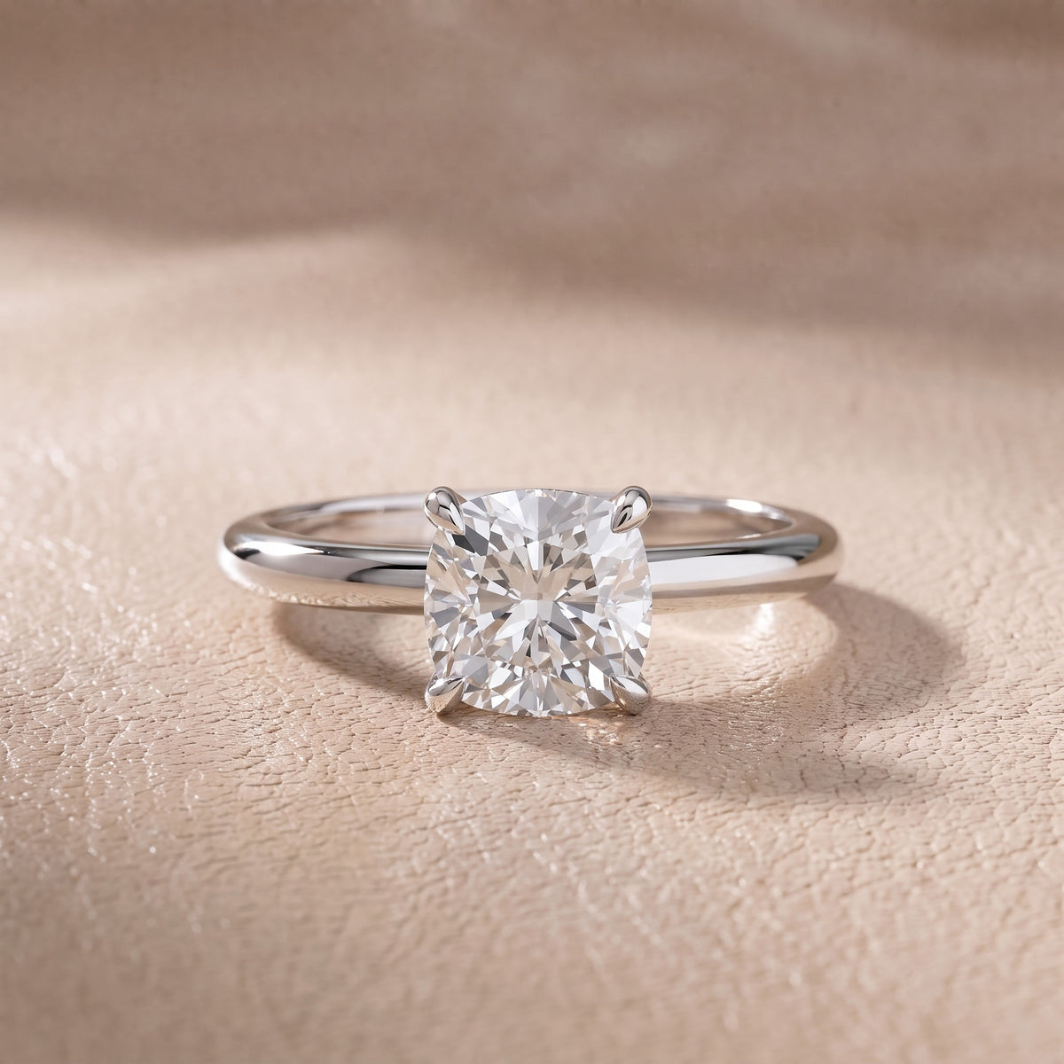 Amaya Hidden Halo Cushion Diamond Engagement Ring in Silver - front.jpg