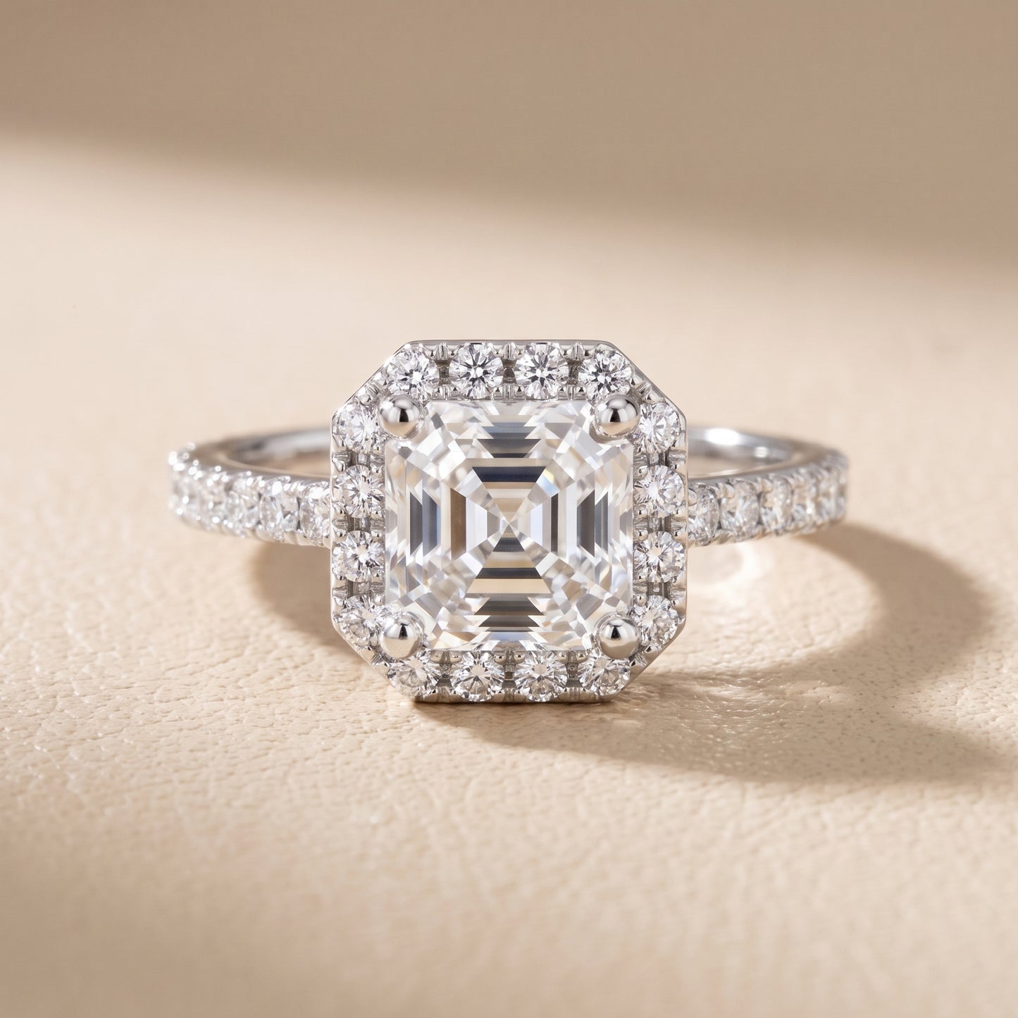 Sophie Halo Pavé Asscher Diamond Ring in Silver - front.jpg