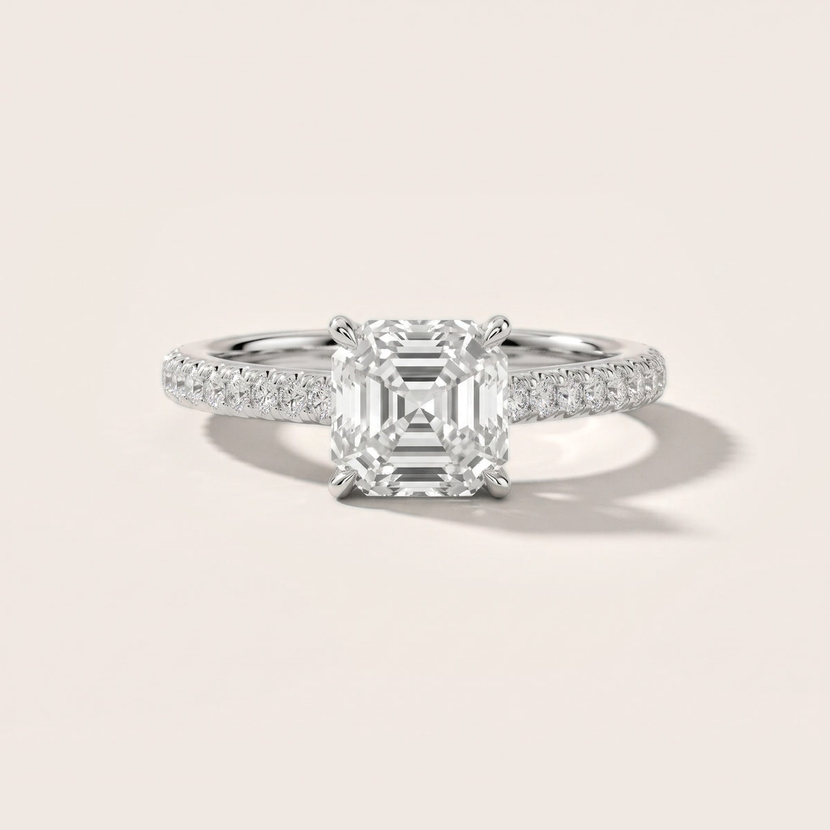 Odelia East-West Pavé Asscher Diamond Engagement Ring in White Gold - front.jpg