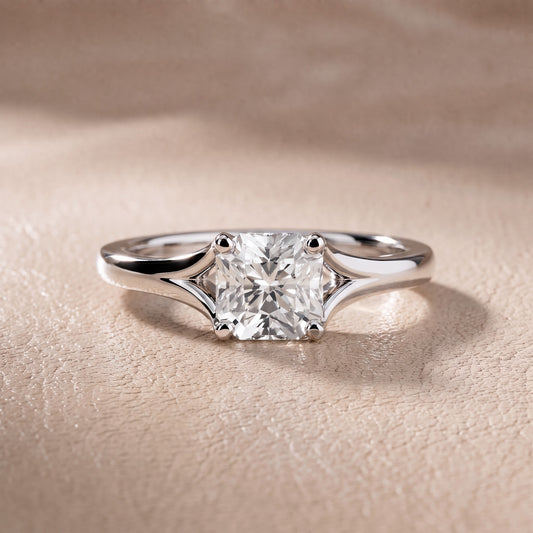 Nell Split Shank Solitaire Asscher Diamond Engagement Ring in White Gold - front.jpg