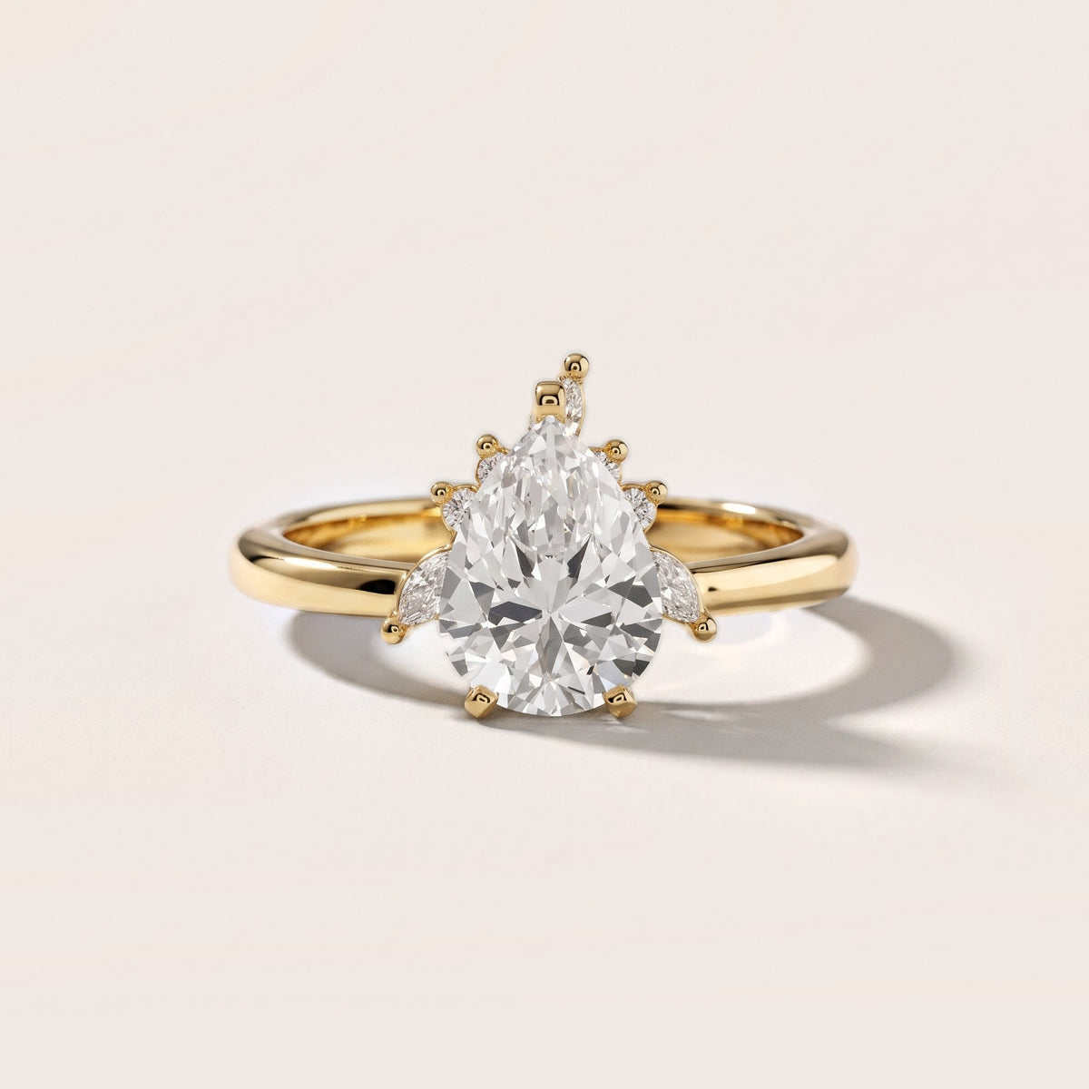 Fiorella Leaf Cluster Pear Diamond Engagement Ring in Yellow Gold - front.jpg