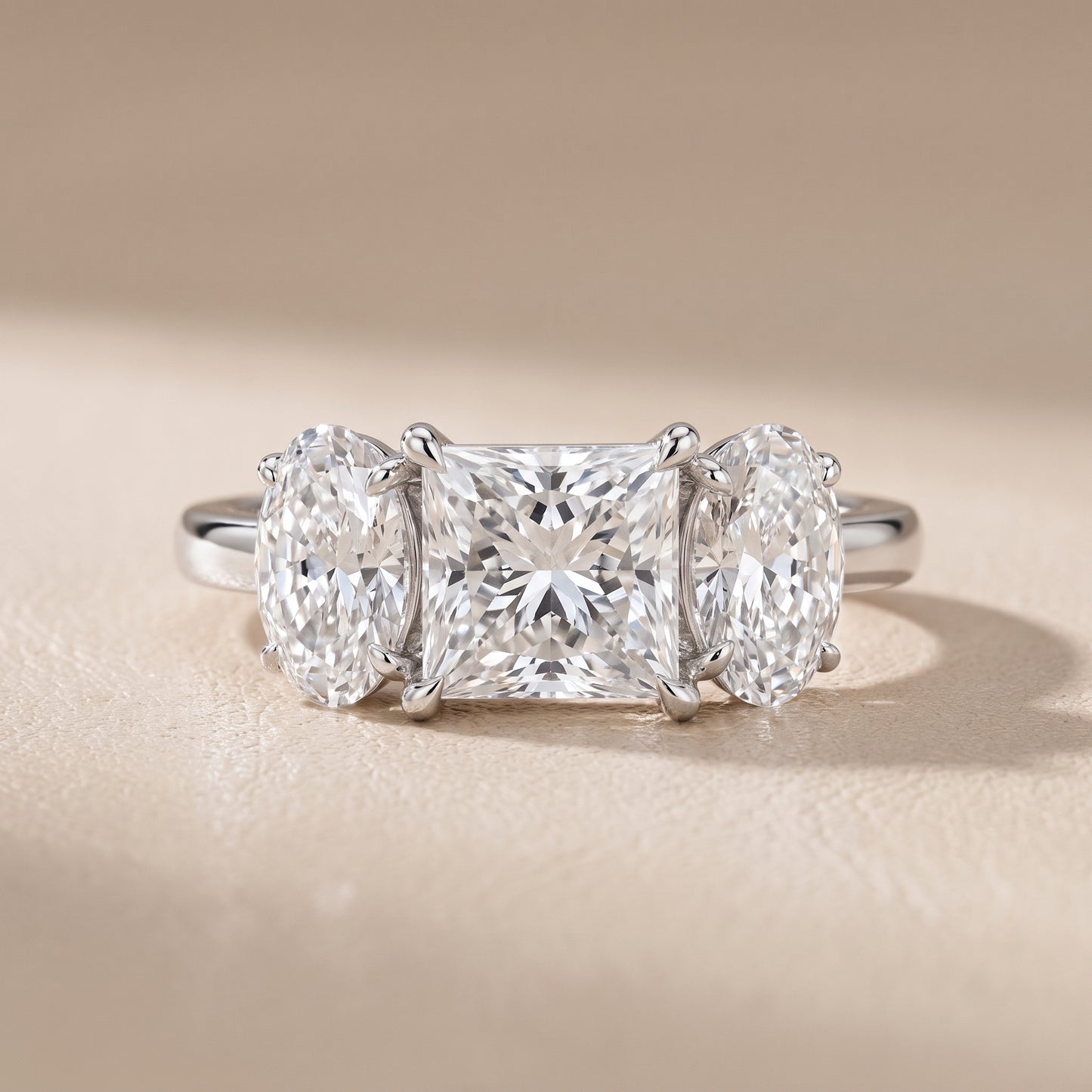 Lila Three-Stone Princess Diamond Ring in Platinum - front.jpg