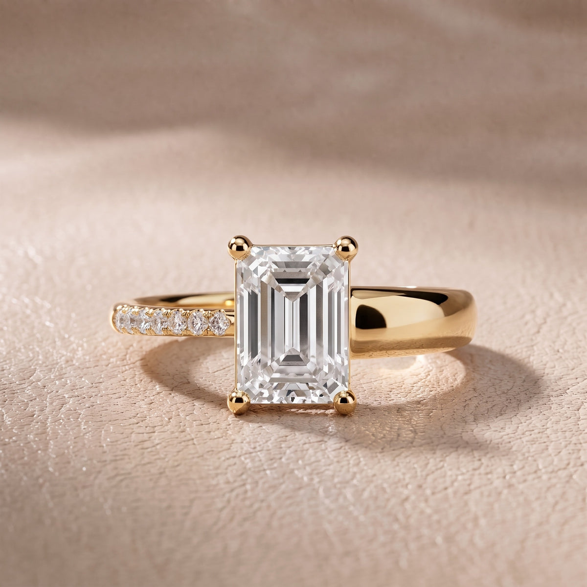 Rosie Solitaire Basket Emerald Diamond Engagement Ring in Yellow Gold - front.jpg