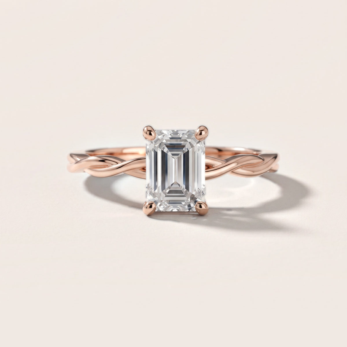 Iris Twist Emerald Diamond Engagement Ring in Rose Gold [studio-20261024]