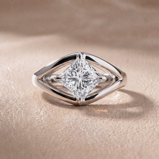 Madeleine Split Shank Princess Diamond Engagement Ring in Platinum - front.jpg